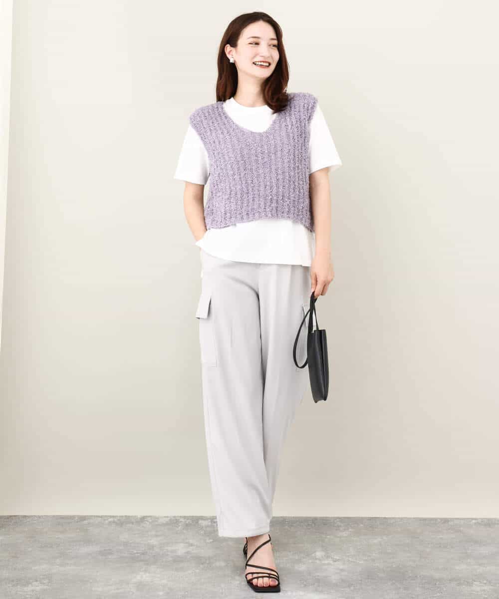 FKKJV20075 MK MICHEL KLEIN(MK ミッシェルクラン) フロッキープリントロゴTシャツ/洗える ダークグレー