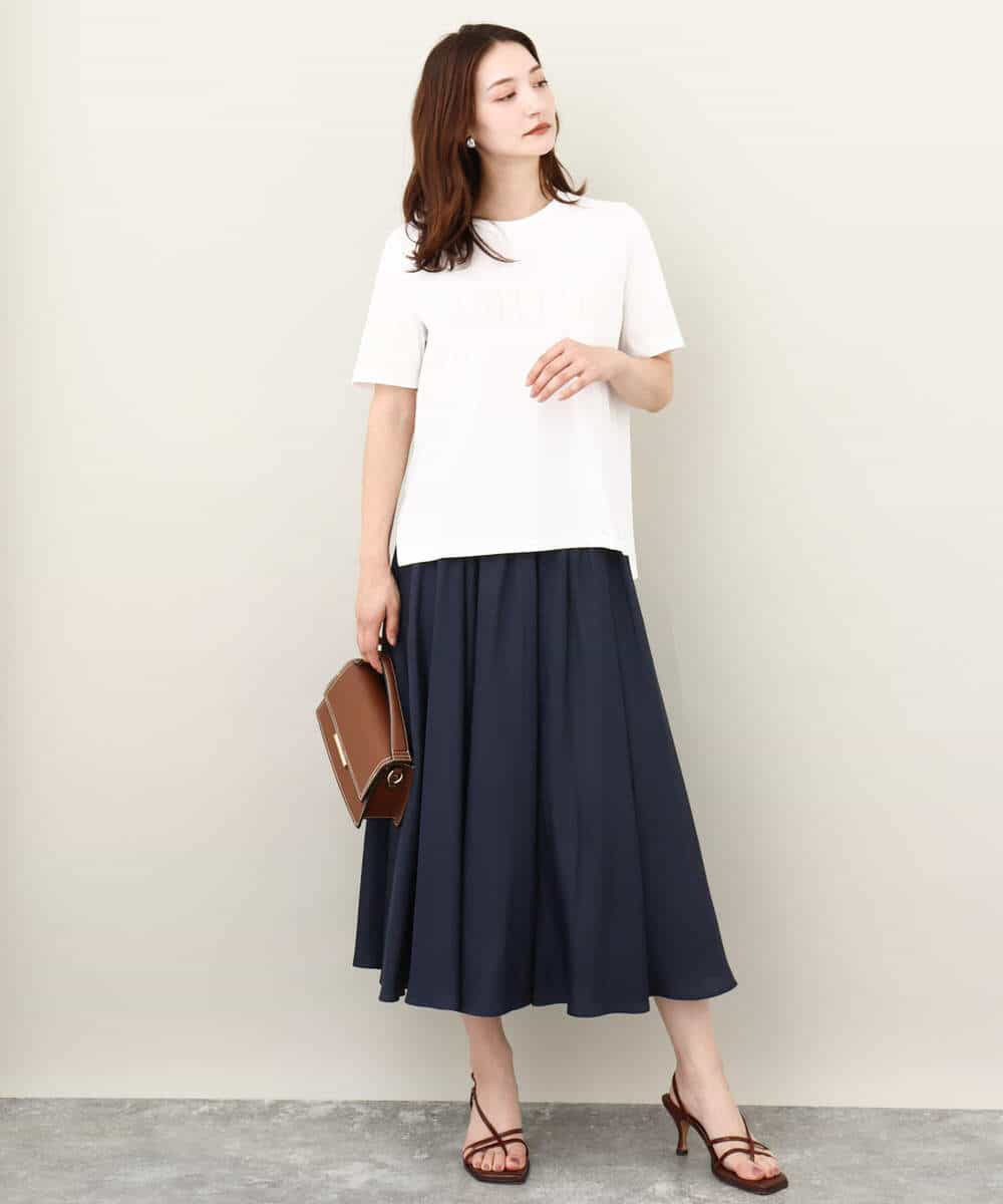 FKKJV20075 MK MICHEL KLEIN(MK ミッシェルクラン) フロッキープリントロゴTシャツ/洗える ダークグレー