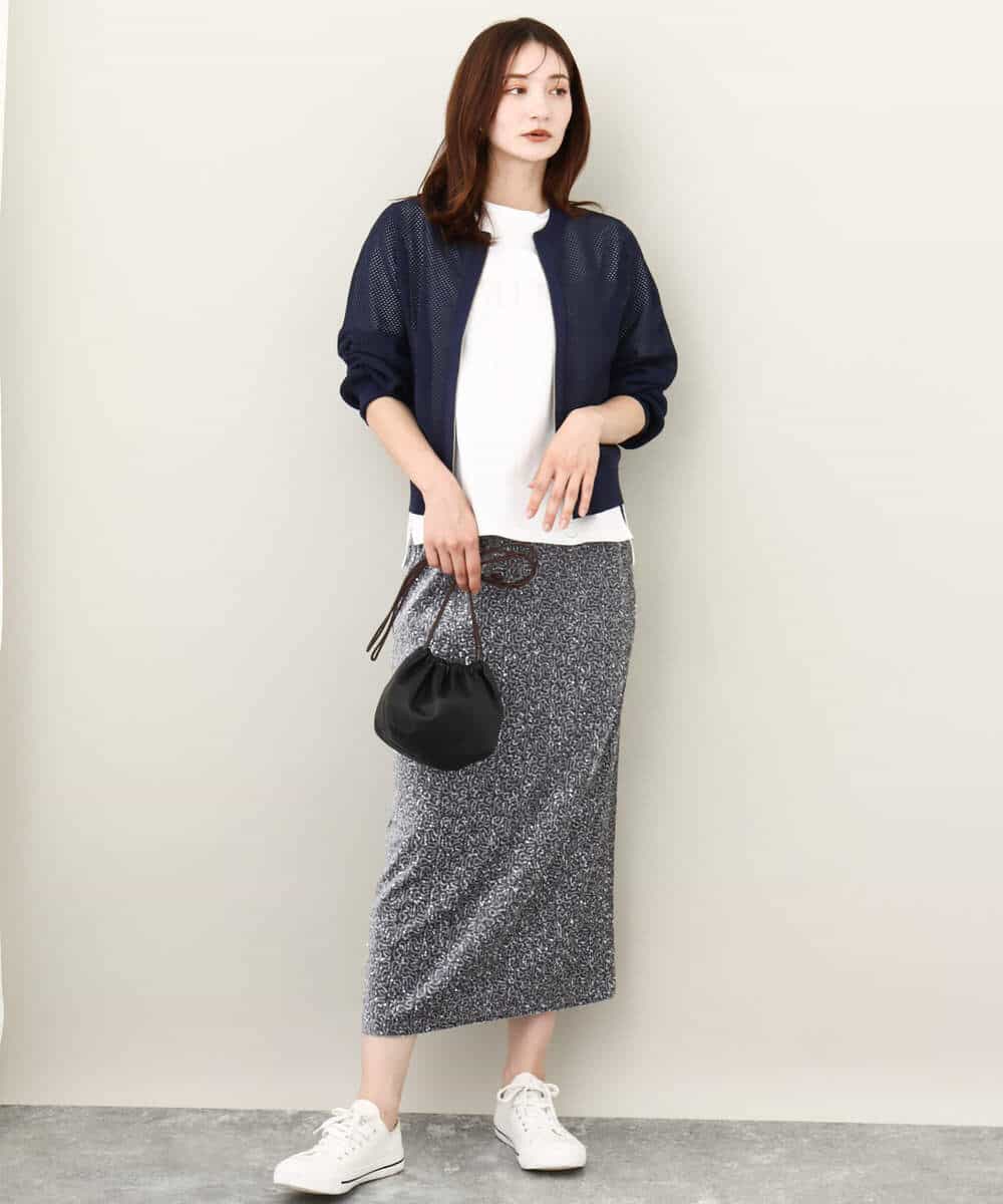 FKKJV20075 MK MICHEL KLEIN(MK ミッシェルクラン) フロッキープリントロゴTシャツ/洗える ダークグレー