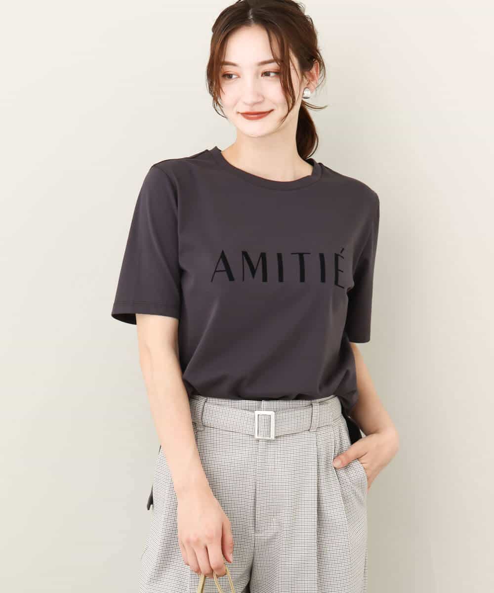FKKJV20075 MK MICHEL KLEIN(MK ミッシェルクラン) フロッキープリントロゴTシャツ/洗える ダークグレー