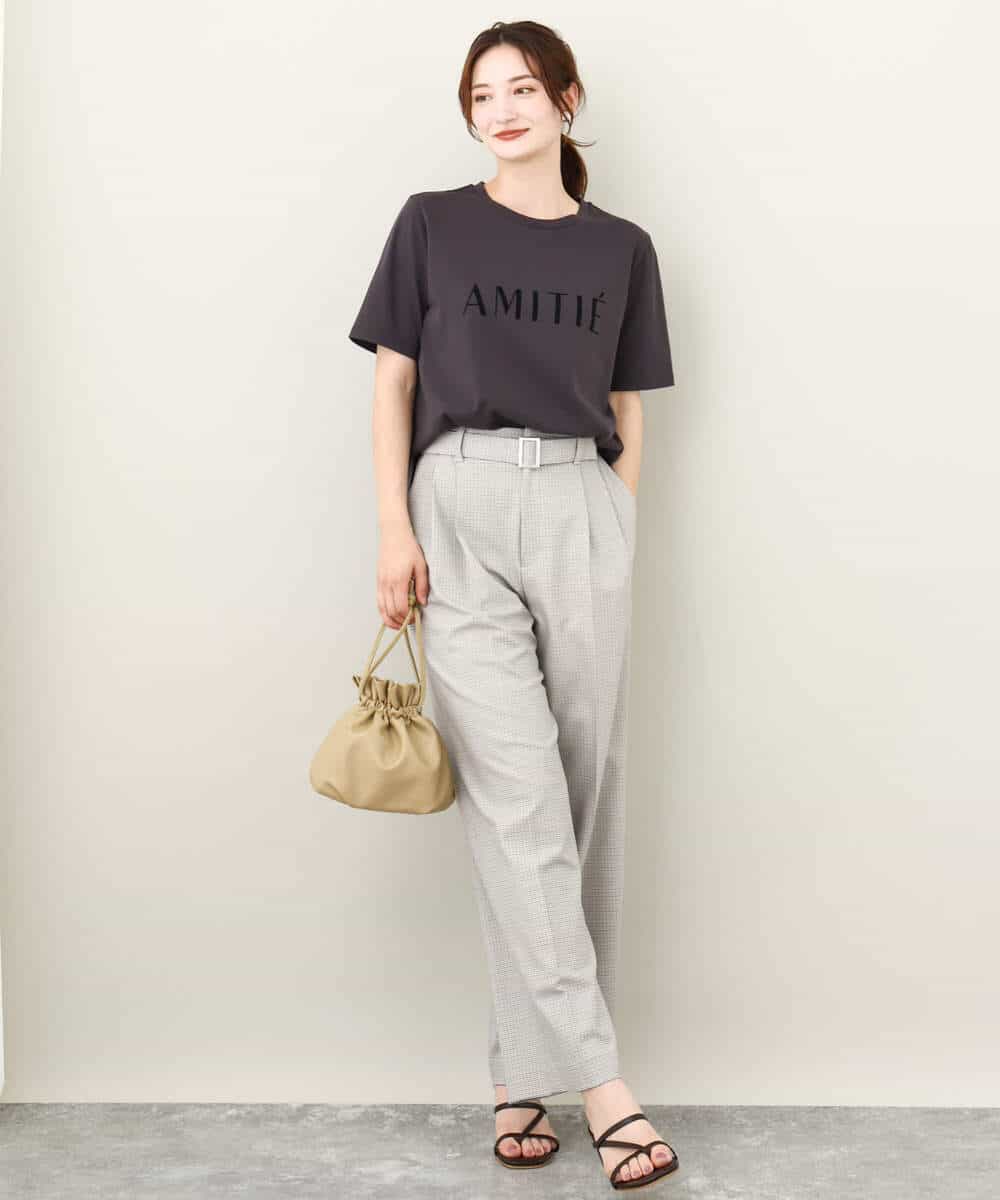 FKKJV20075 MK MICHEL KLEIN(MK ミッシェルクラン) フロッキープリントロゴTシャツ/洗える ダークグレー