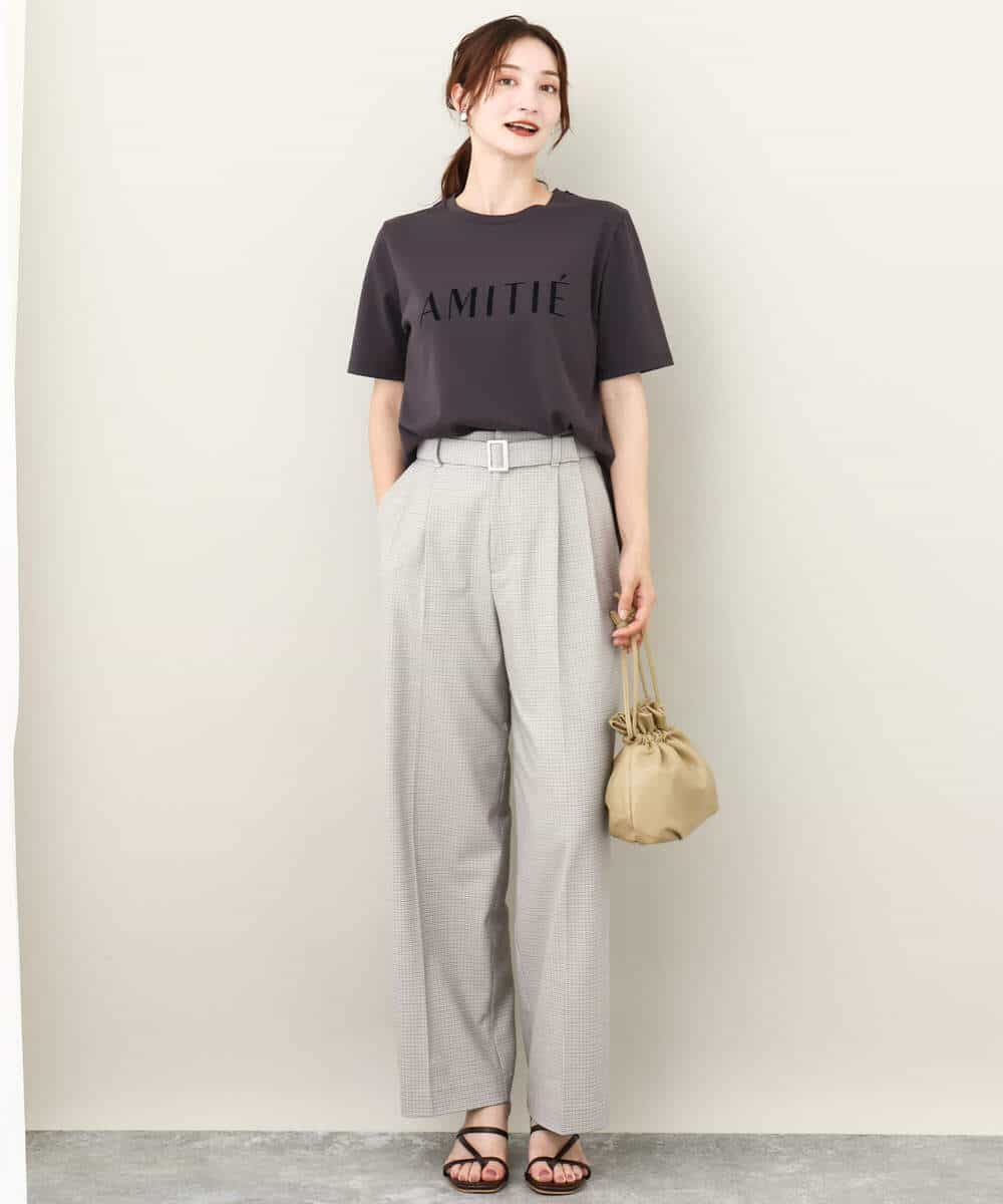 FKKJV20075 MK MICHEL KLEIN(MK ミッシェルクラン) フロッキープリントロゴTシャツ/洗える ダークグレー