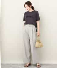 FKKJV20075 MK MICHEL KLEIN(MK ミッシェルクラン) フロッキープリントロゴTシャツ/洗える ダークグレー