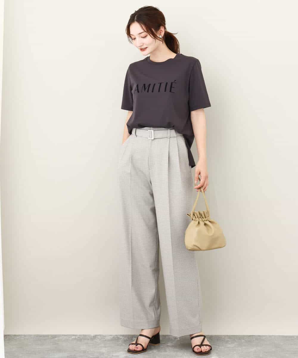 FKKJV20075 MK MICHEL KLEIN(MK ミッシェルクラン) フロッキープリントロゴTシャツ/洗える ダークグレー