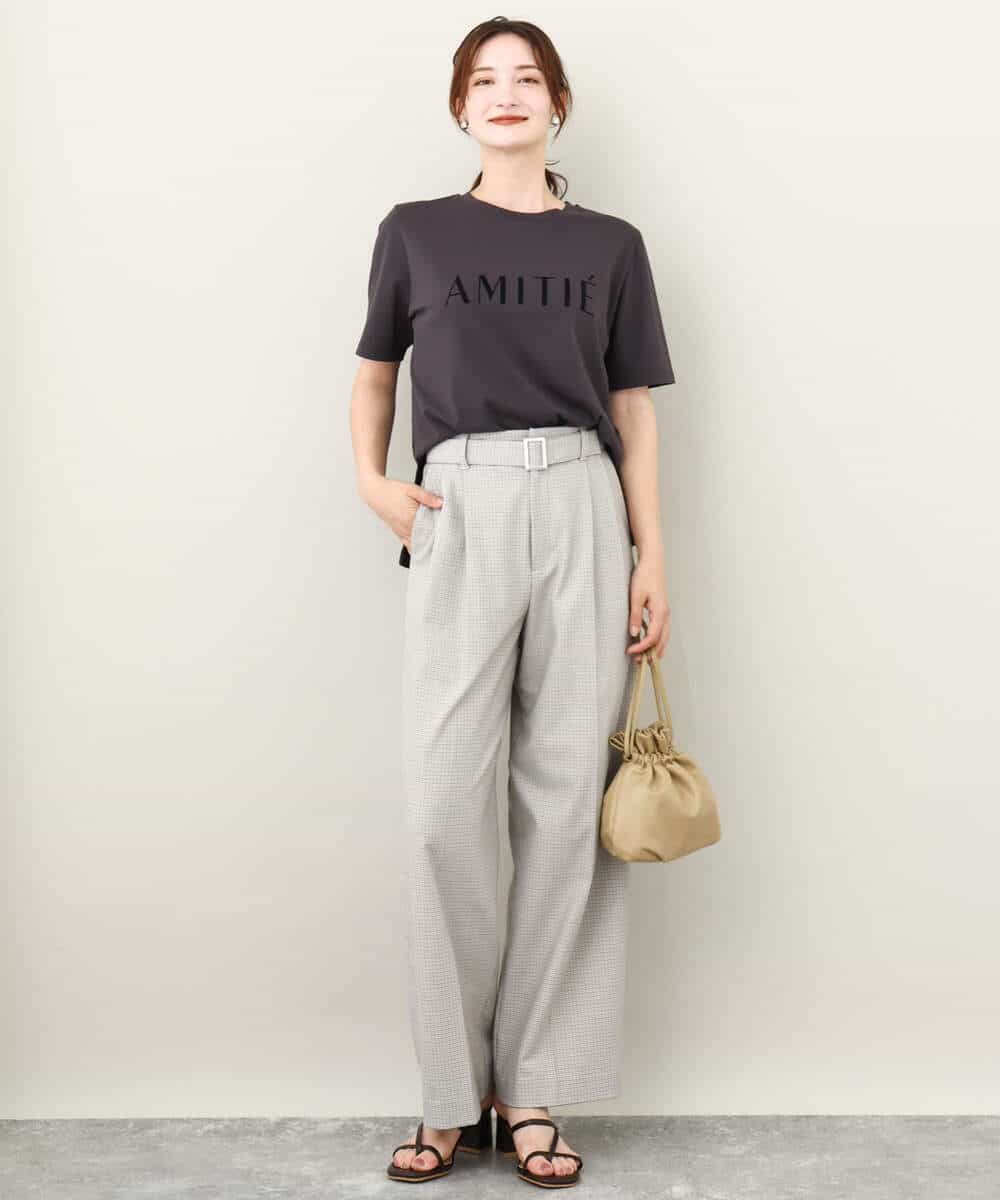 FKKJV20075 MK MICHEL KLEIN(MK ミッシェルクラン) フロッキープリントロゴTシャツ/洗える ダークグレー