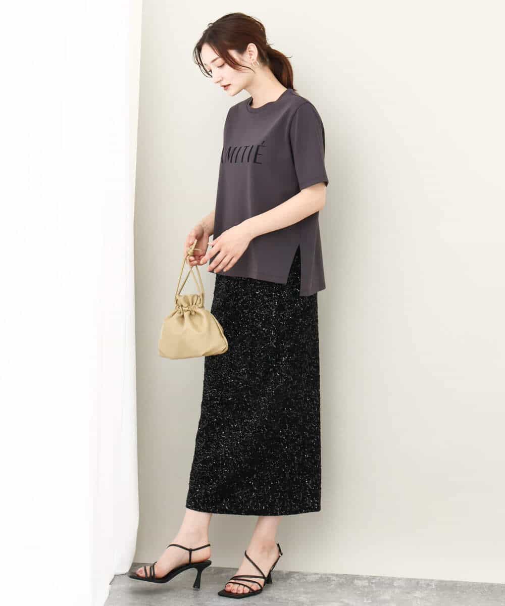 FKKJV20075 MK MICHEL KLEIN(MK ミッシェルクラン) フロッキープリントロゴTシャツ/洗える ダークグレー