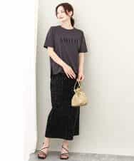 FKKJV20075 MK MICHEL KLEIN(MK ミッシェルクラン) フロッキープリントロゴTシャツ/洗える ダークグレー
