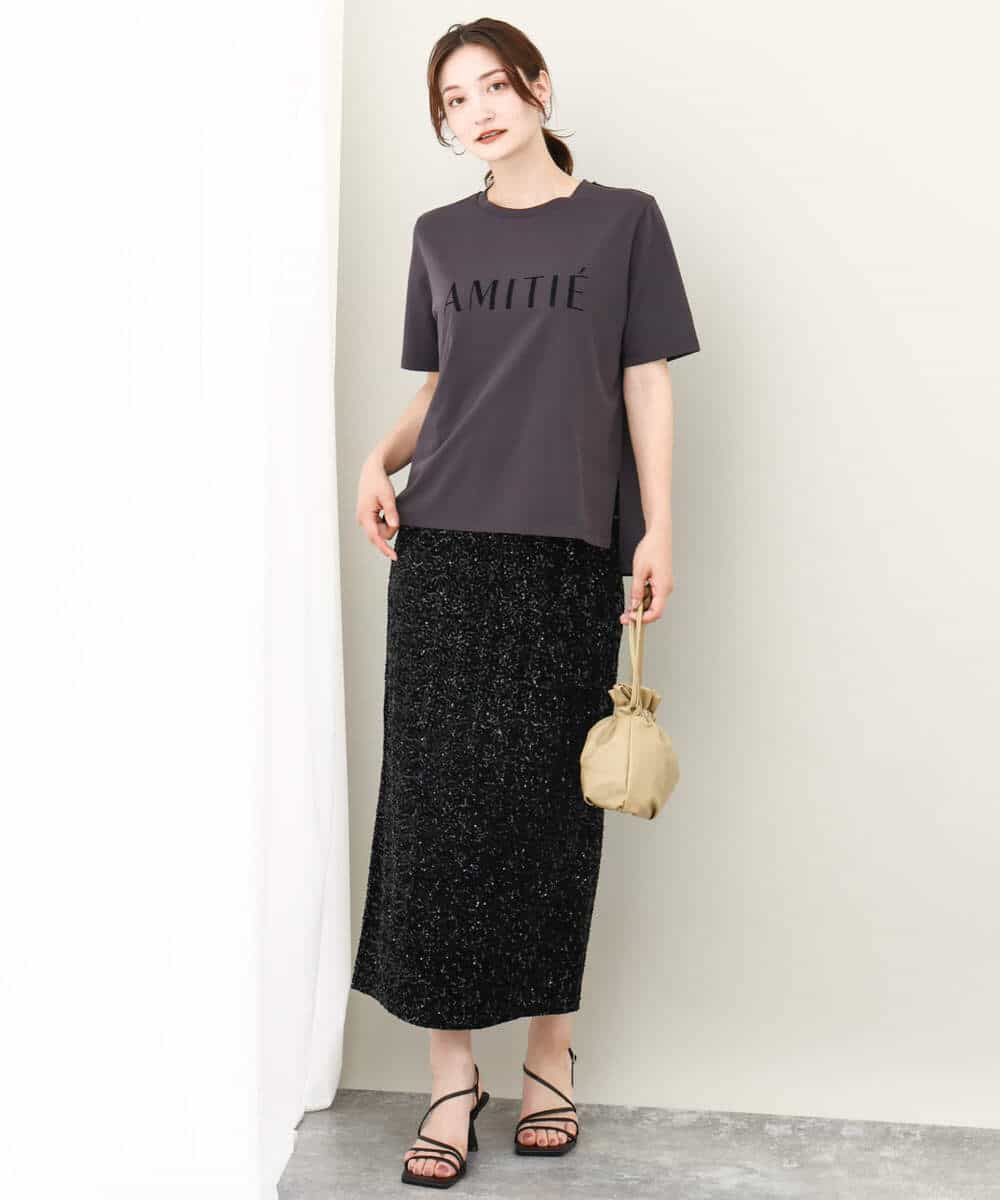 FKKJV20075 MK MICHEL KLEIN(MK ミッシェルクラン) フロッキープリントロゴTシャツ/洗える ダークグレー