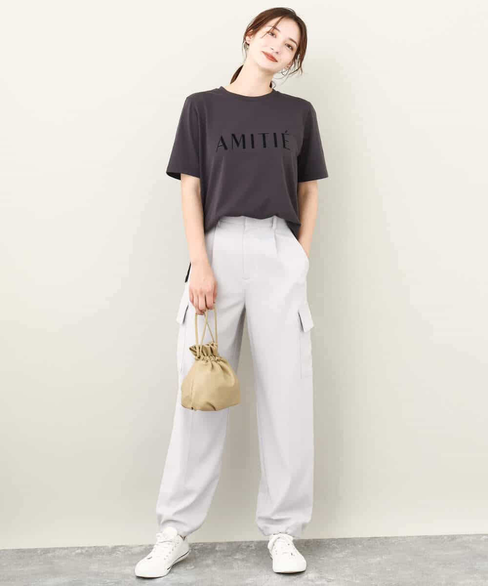 FKKJV20075 MK MICHEL KLEIN(MK ミッシェルクラン) フロッキープリントロゴTシャツ/洗える ダークグレー