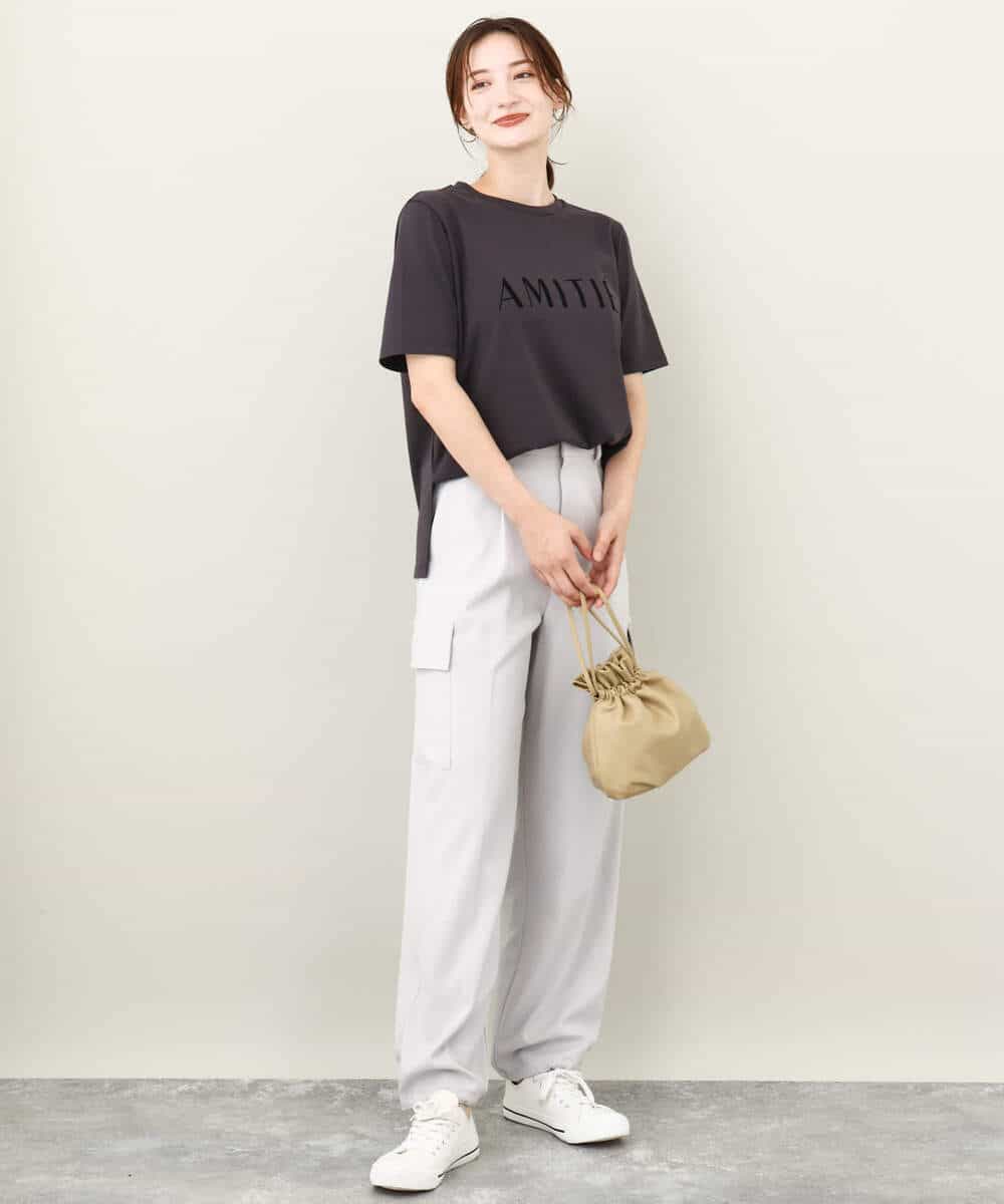 FKKJV20075 MK MICHEL KLEIN(MK ミッシェルクラン) フロッキープリントロゴTシャツ/洗える ダークグレー