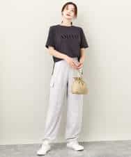 FKKJV20075 MK MICHEL KLEIN(MK ミッシェルクラン) フロッキープリントロゴTシャツ/洗える ダークグレー