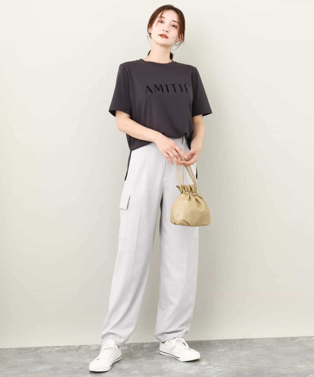 FKKJV20075 MK MICHEL KLEIN(MK ミッシェルクラン) フロッキープリントロゴTシャツ/洗える ダークグレー