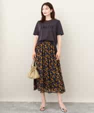 FKKJV20075 MK MICHEL KLEIN(MK ミッシェルクラン) フロッキープリントロゴTシャツ/洗える ダークグレー