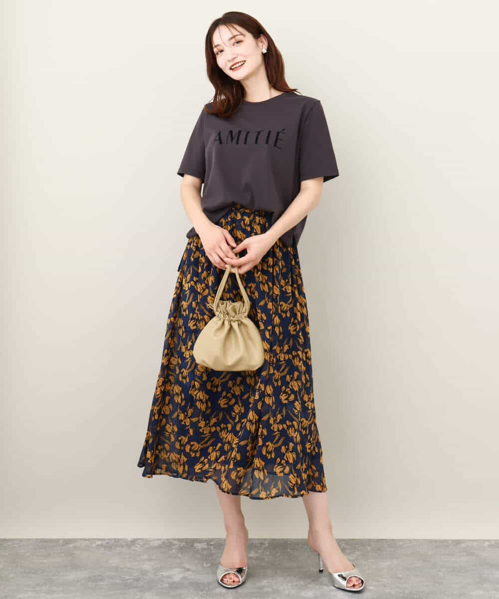 FKKJV20075 MK MICHEL KLEIN(MK ミッシェルクラン) フロッキープリントロゴTシャツ/洗える ダークグレー
