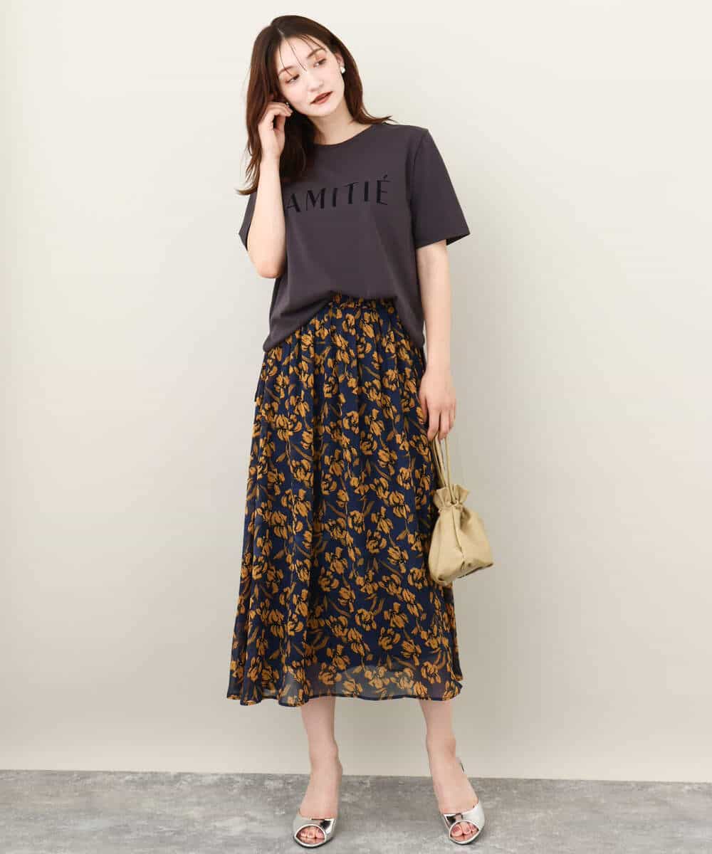 FKKJV20075 MK MICHEL KLEIN(MK ミッシェルクラン) フロッキープリントロゴTシャツ/洗える ダークグレー