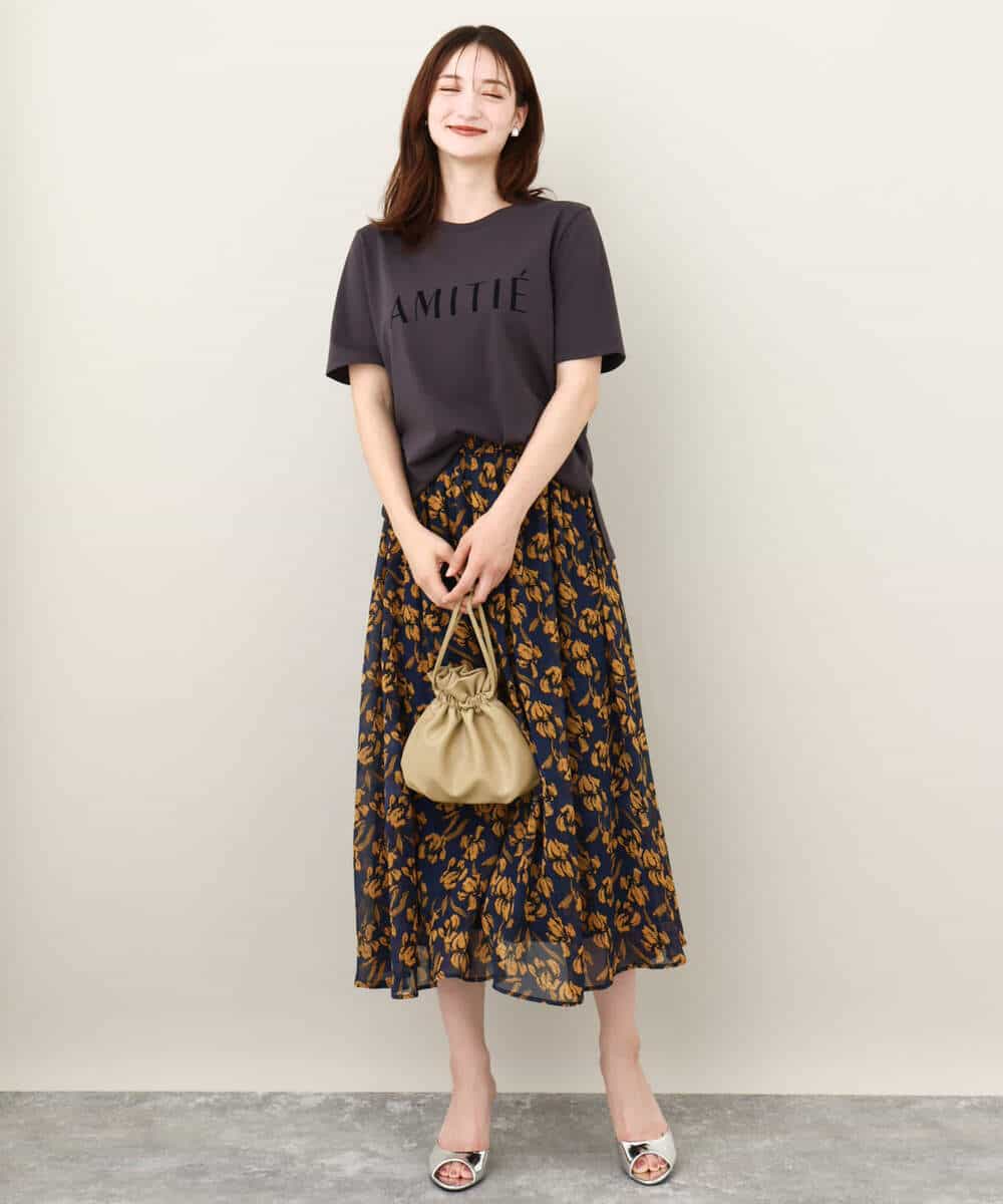 FKKJV20075 MK MICHEL KLEIN(MK ミッシェルクラン) フロッキープリントロゴTシャツ/洗える ダークグレー