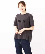 FKKJV20075 MK MICHEL KLEIN(MK ミッシェルクラン) フロッキープリントロゴTシャツ/洗える ダークグレー