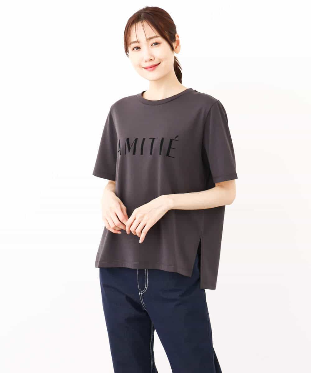 FKKJV20075 MK MICHEL KLEIN(MK ミッシェルクラン) フロッキープリントロゴTシャツ/洗える ダークグレー