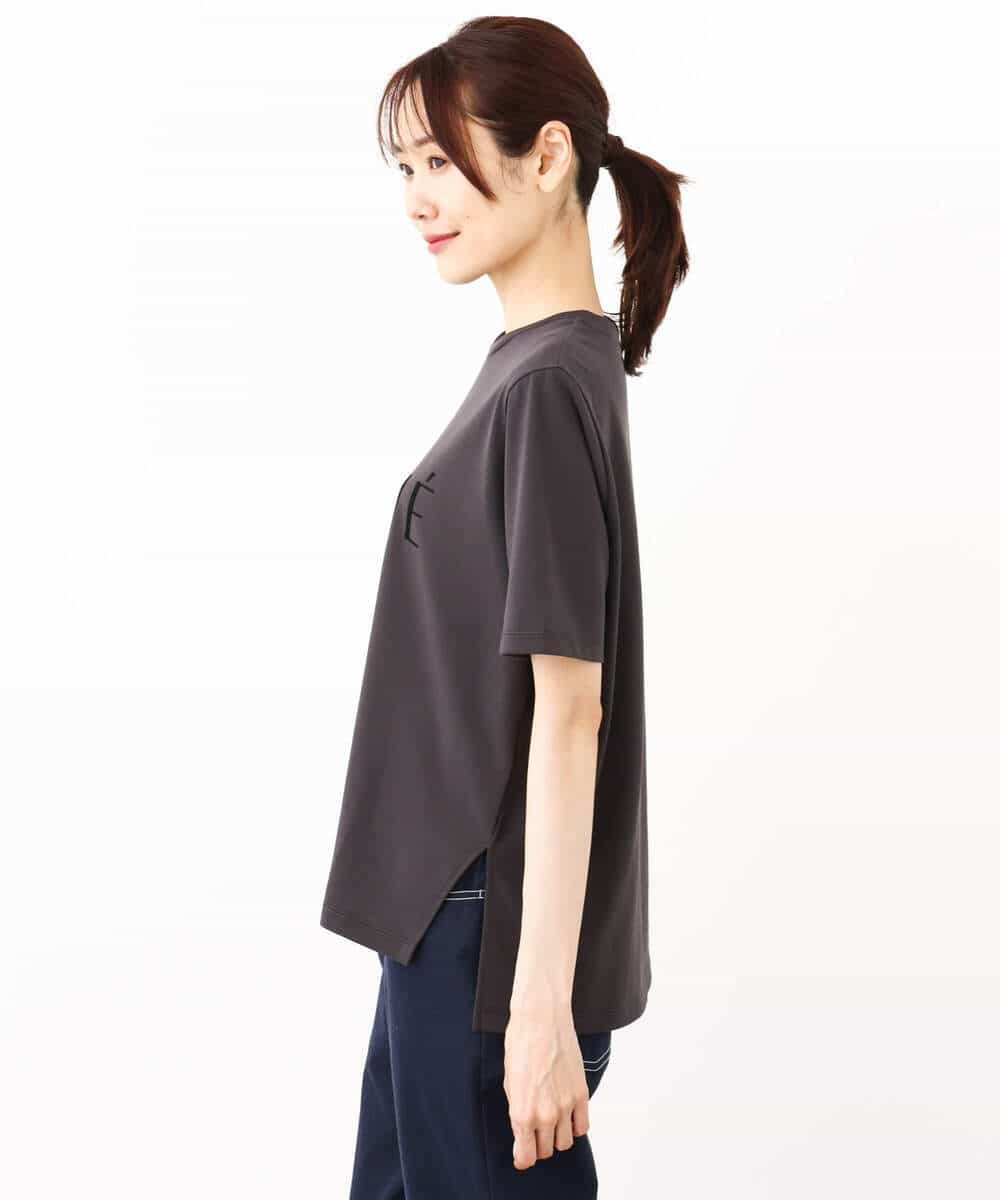 FKKJV20075 MK MICHEL KLEIN(MK ミッシェルクラン) フロッキープリントロゴTシャツ/洗える ダークグレー