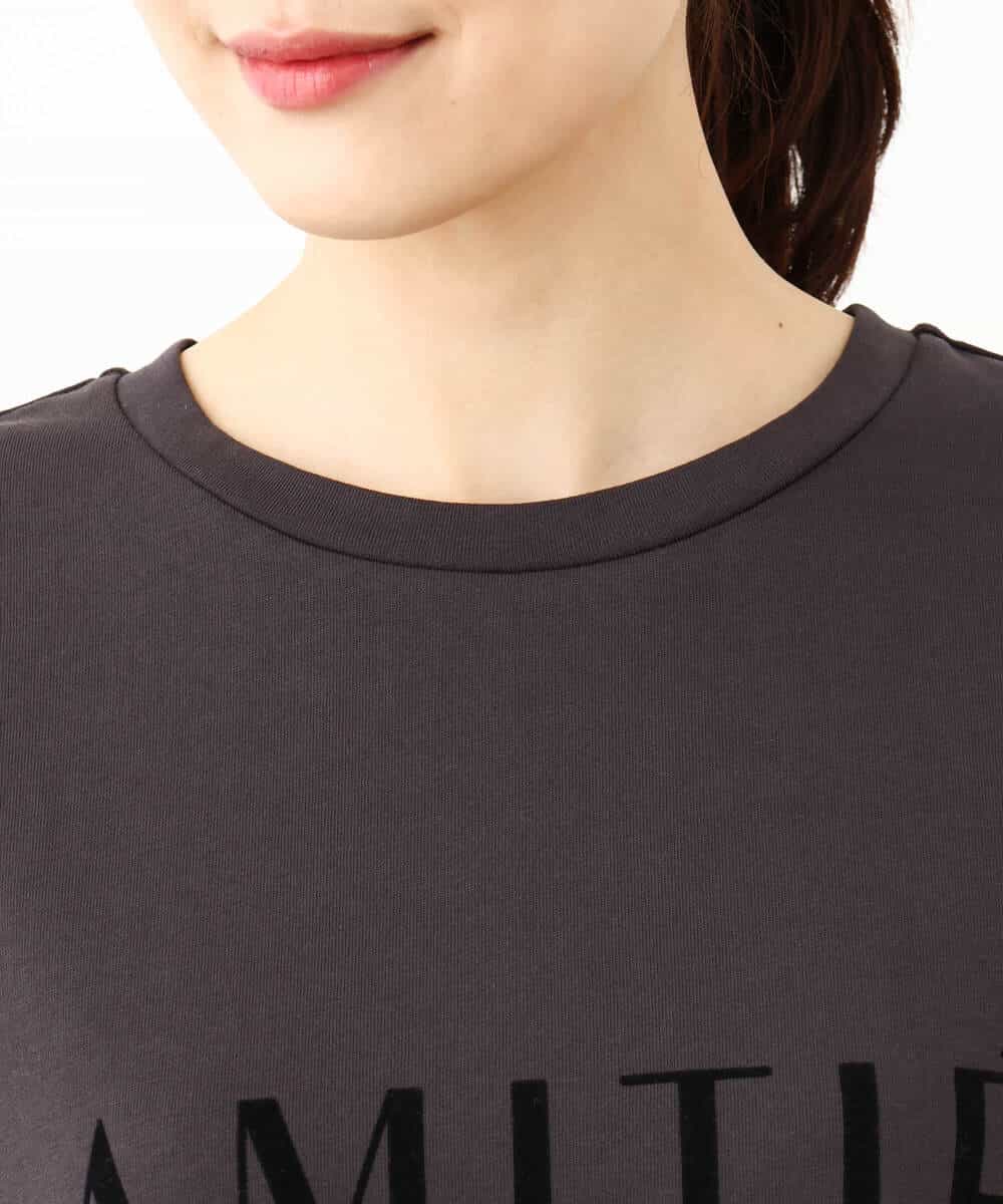 FKKJV20075 MK MICHEL KLEIN(MK ミッシェルクラン) フロッキープリントロゴTシャツ/洗える ダークグレー