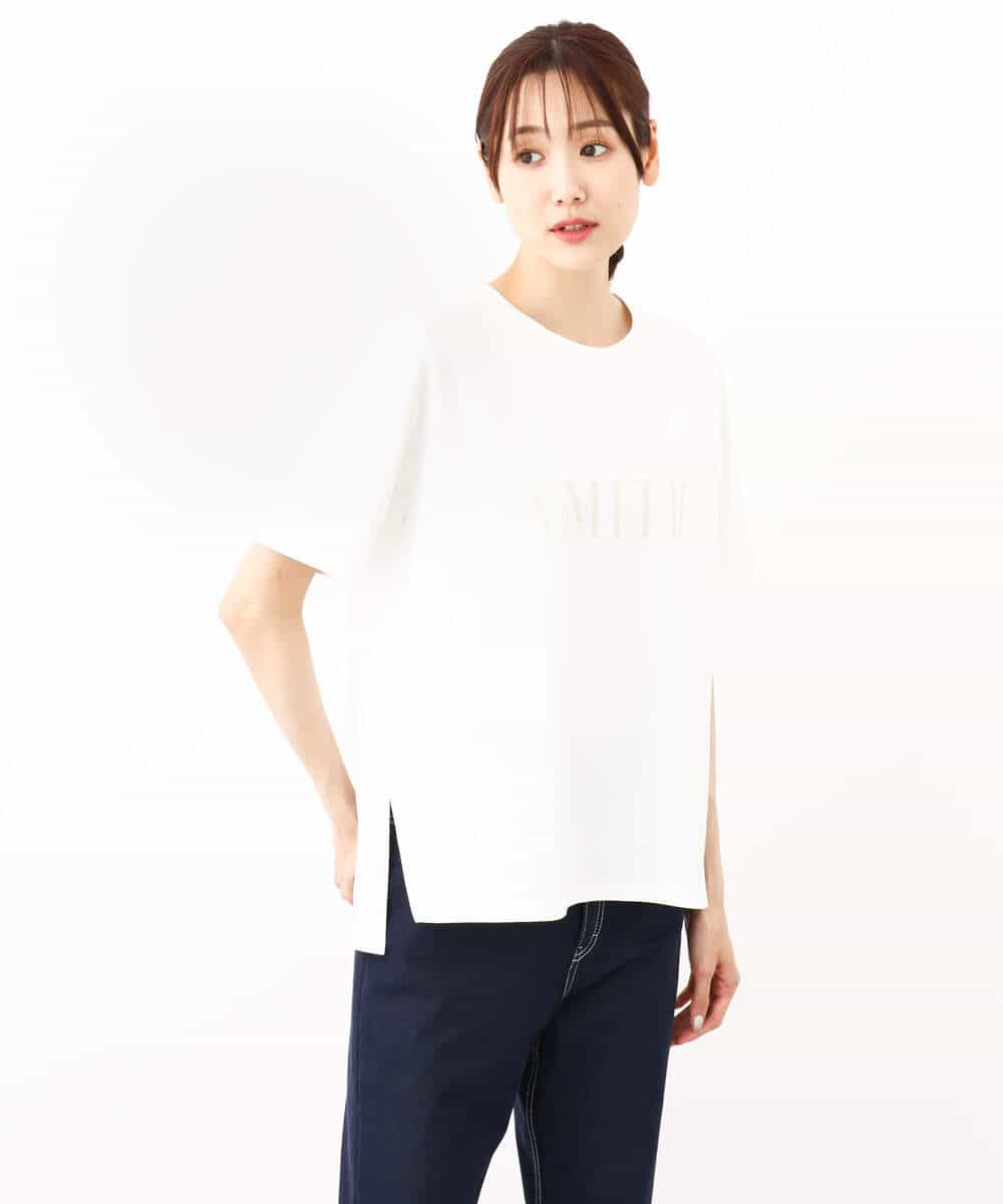 FKKJV20075 MK MICHEL KLEIN(MK ミッシェルクラン) フロッキープリントロゴTシャツ/洗える ダークグレー