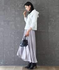 FKLAD09160 MK MICHEL KLEIN(MK ミッシェルクラン) 起毛サテンガウチョパンツ/洗える ネイビー