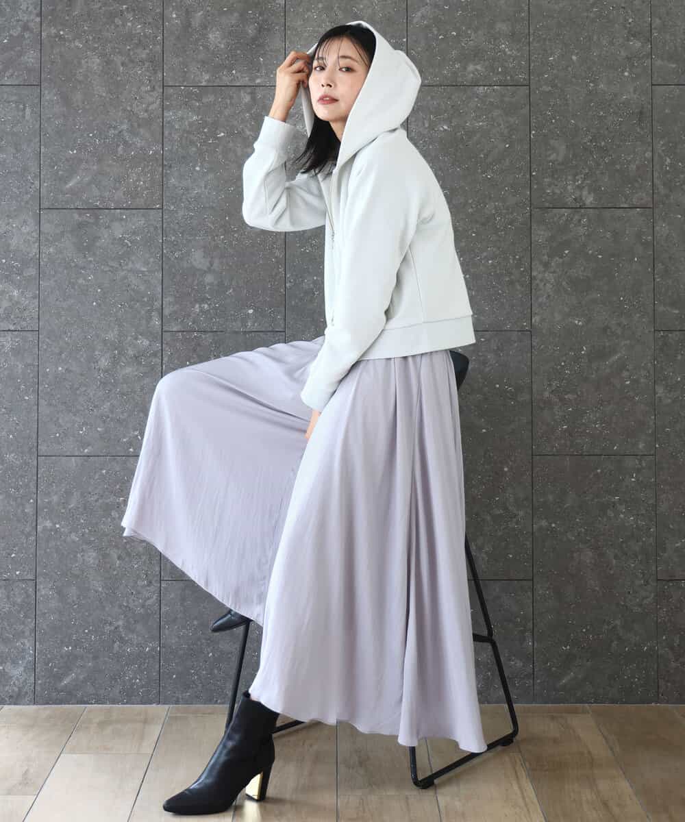 FKLAD09160 MK MICHEL KLEIN(MK ミッシェルクラン) 起毛サテンガウチョパンツ/洗える ネイビー