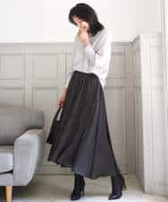 FKLAD09160 MK MICHEL KLEIN(MK ミッシェルクラン) 起毛サテンガウチョパンツ/洗える ネイビー