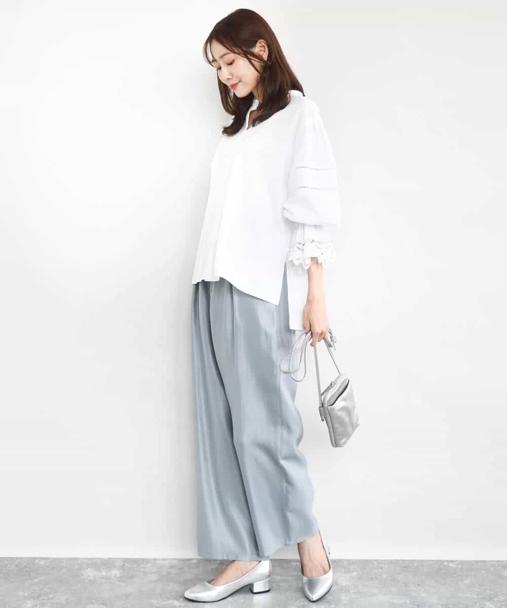 FKLAD30160 MK MICHEL KLEIN(MK ミッシェルクラン) サテン地バレルパンツ/洗える ベージュ