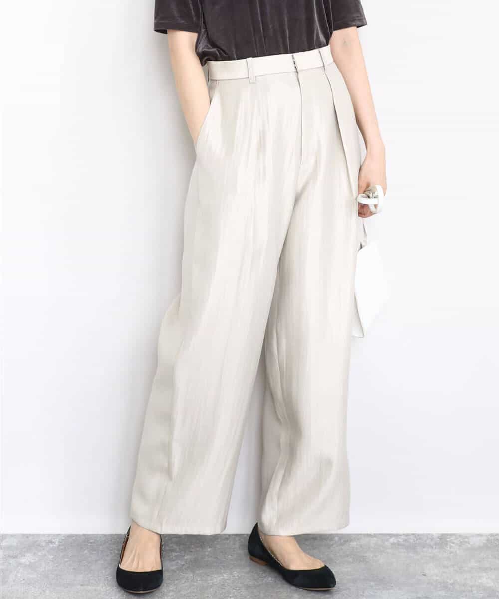 FKLAD30160 MK MICHEL KLEIN(MK ミッシェルクラン) サテン地バレルパンツ/洗える ベージュ