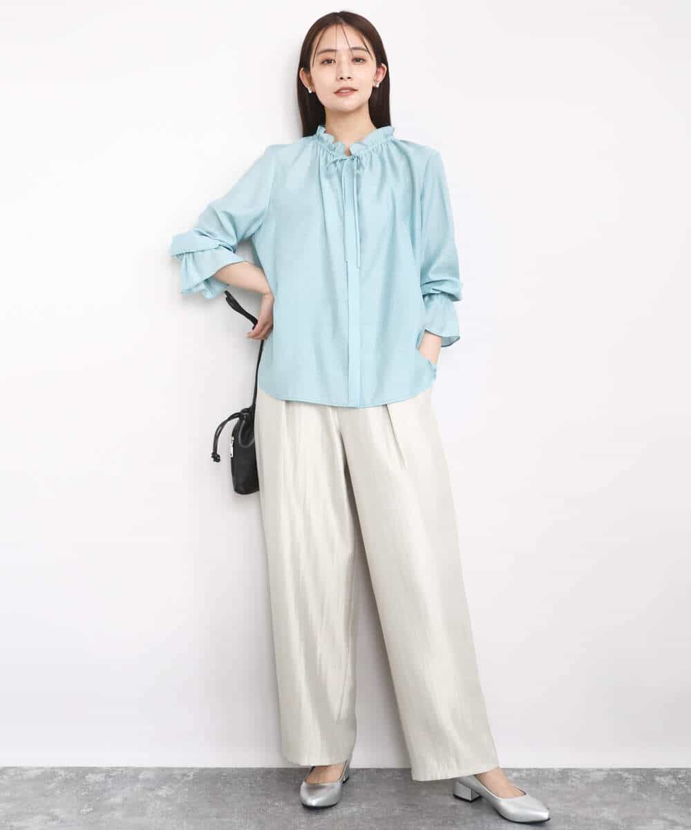 FKLAD30160 MK MICHEL KLEIN(MK ミッシェルクラン) サテン地バレルパンツ/洗える ベージュ