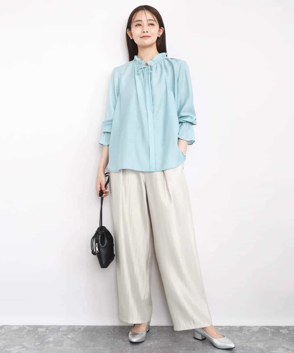 FKLAD30160 MK MICHEL KLEIN(MK ミッシェルクラン) サテン地バレルパンツ/洗える ベージュ