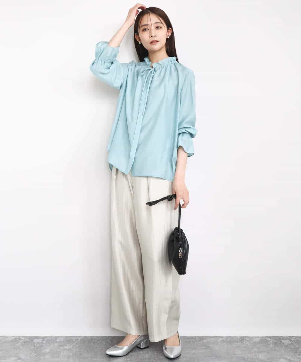 FKLAD30160 MK MICHEL KLEIN(MK ミッシェルクラン) サテン地バレルパンツ/洗える ベージュ
