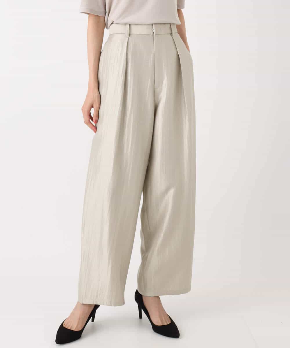 FKLAD30160 MK MICHEL KLEIN(MK ミッシェルクラン) サテン地バレルパンツ/洗える ベージュ