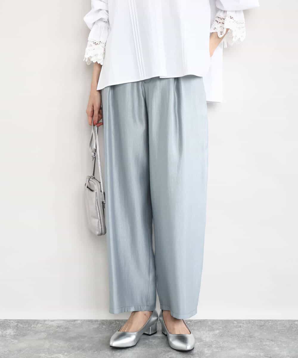 FKLAD30160 MK MICHEL KLEIN(MK ミッシェルクラン) サテン地バレルパンツ/洗える ベージュ