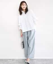 FKLAD30160 MK MICHEL KLEIN(MK ミッシェルクラン) サテン地バレルパンツ/洗える ベージュ