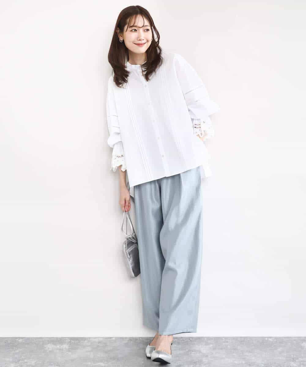FKLAD30160 MK MICHEL KLEIN(MK ミッシェルクラン) サテン地バレルパンツ/洗える ベージュ