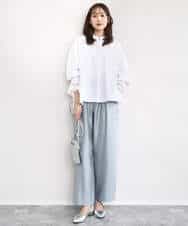 FKLAD30160 MK MICHEL KLEIN(MK ミッシェルクラン) サテン地バレルパンツ/洗える ベージュ