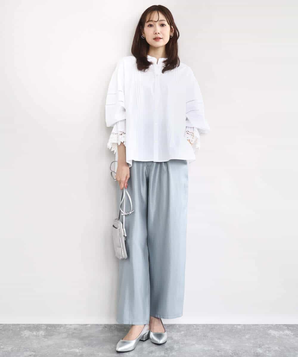 FKLAD30160 MK MICHEL KLEIN(MK ミッシェルクラン) サテン地バレルパンツ/洗える ベージュ