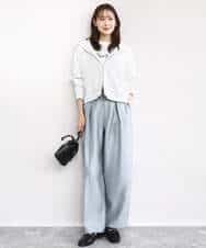 FKLAD30160 MK MICHEL KLEIN(MK ミッシェルクラン) サテン地バレルパンツ/洗える ベージュ