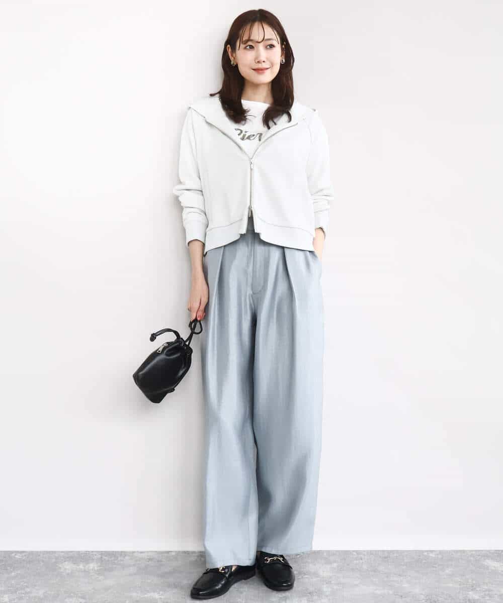 FKLAD30160 MK MICHEL KLEIN(MK ミッシェルクラン) サテン地バレルパンツ/洗える ベージュ