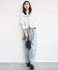 FKLAD30160 MK MICHEL KLEIN(MK ミッシェルクラン) サテン地バレルパンツ/洗える ベージュ