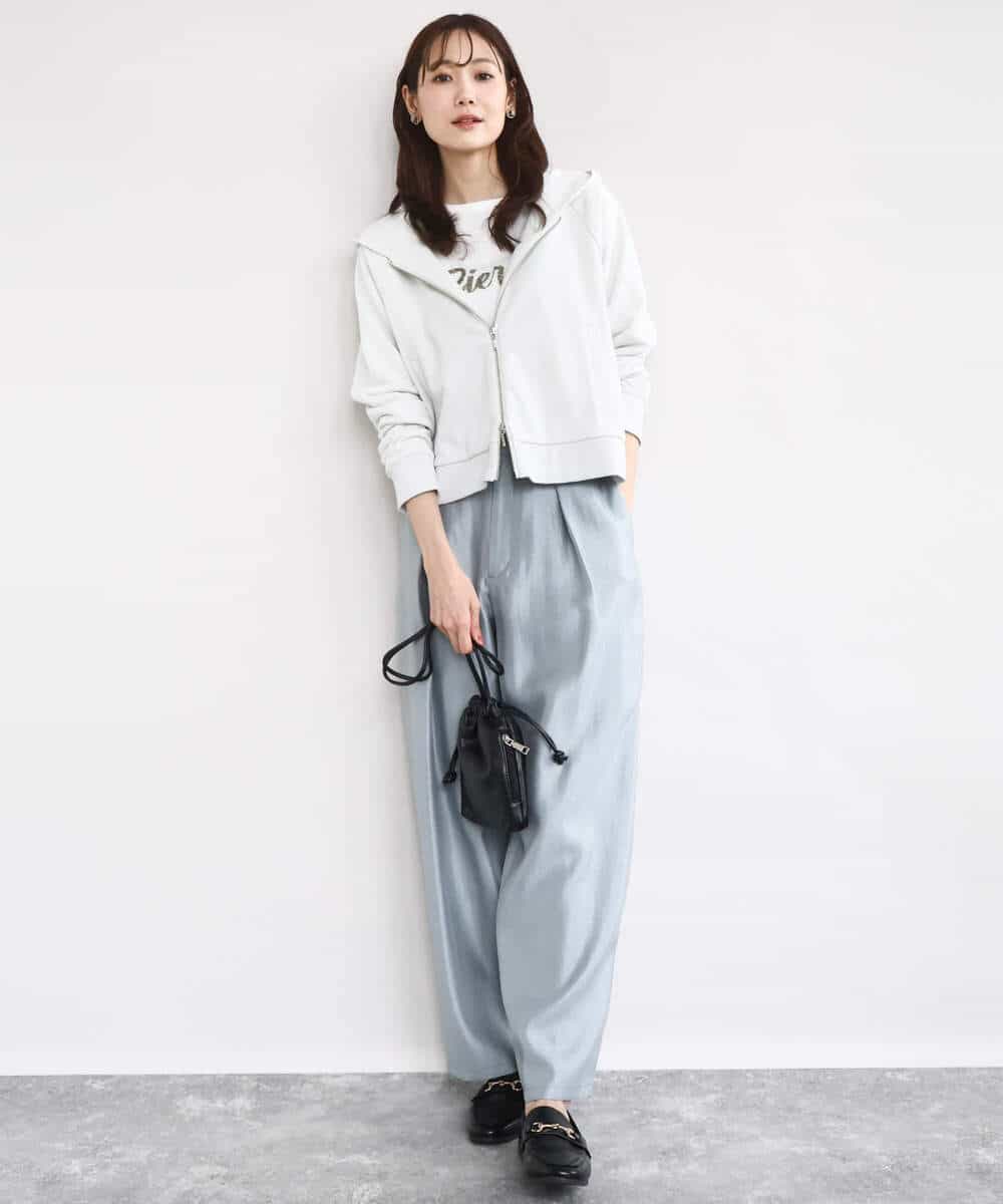 FKLAD30160 MK MICHEL KLEIN(MK ミッシェルクラン) サテン地バレルパンツ/洗える ベージュ