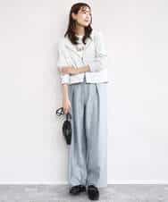 FKLAD30160 MK MICHEL KLEIN(MK ミッシェルクラン) サテン地バレルパンツ/洗える ベージュ