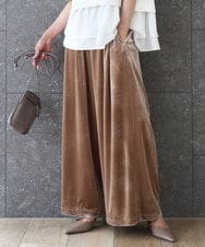 FKLAD31160 MK MICHEL KLEIN(MK ミッシェルクラン) スノーベロア ワイドパンツ/洗える ライトブラウン
