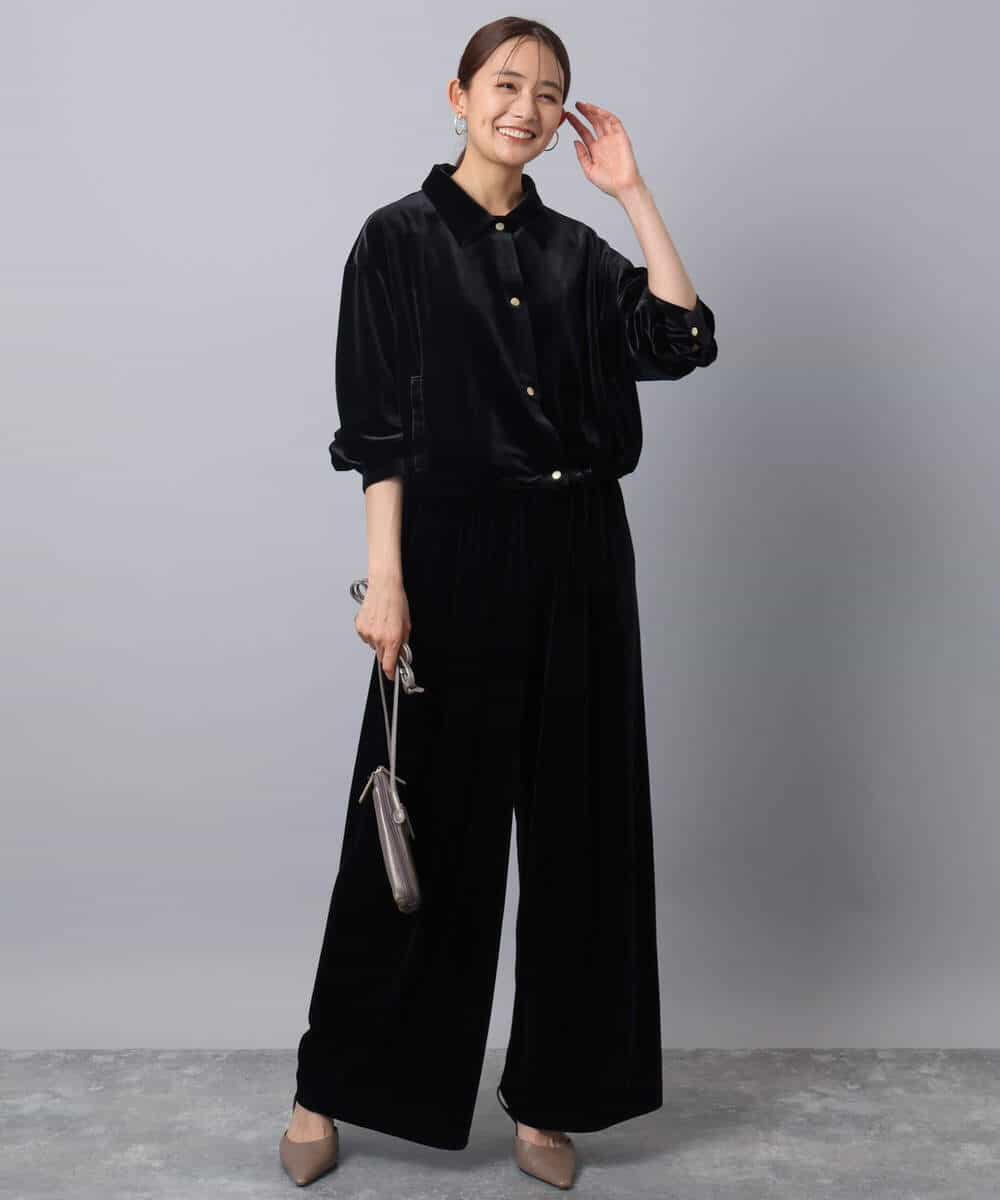 FKLAD31160 MK MICHEL KLEIN(MK ミッシェルクラン) スノーベロア ワイドパンツ/洗える ライトブラウン