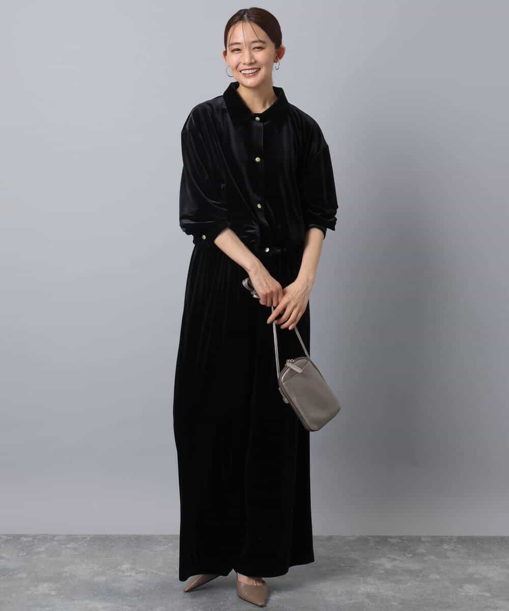 FKLAD31160 MK MICHEL KLEIN(MK ミッシェルクラン) スノーベロア ワイドパンツ/洗える ライトブラウン
