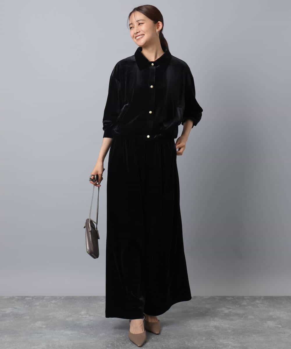 FKLAD31160 MK MICHEL KLEIN(MK ミッシェルクラン) スノーベロア ワイドパンツ/洗える ライトブラウン