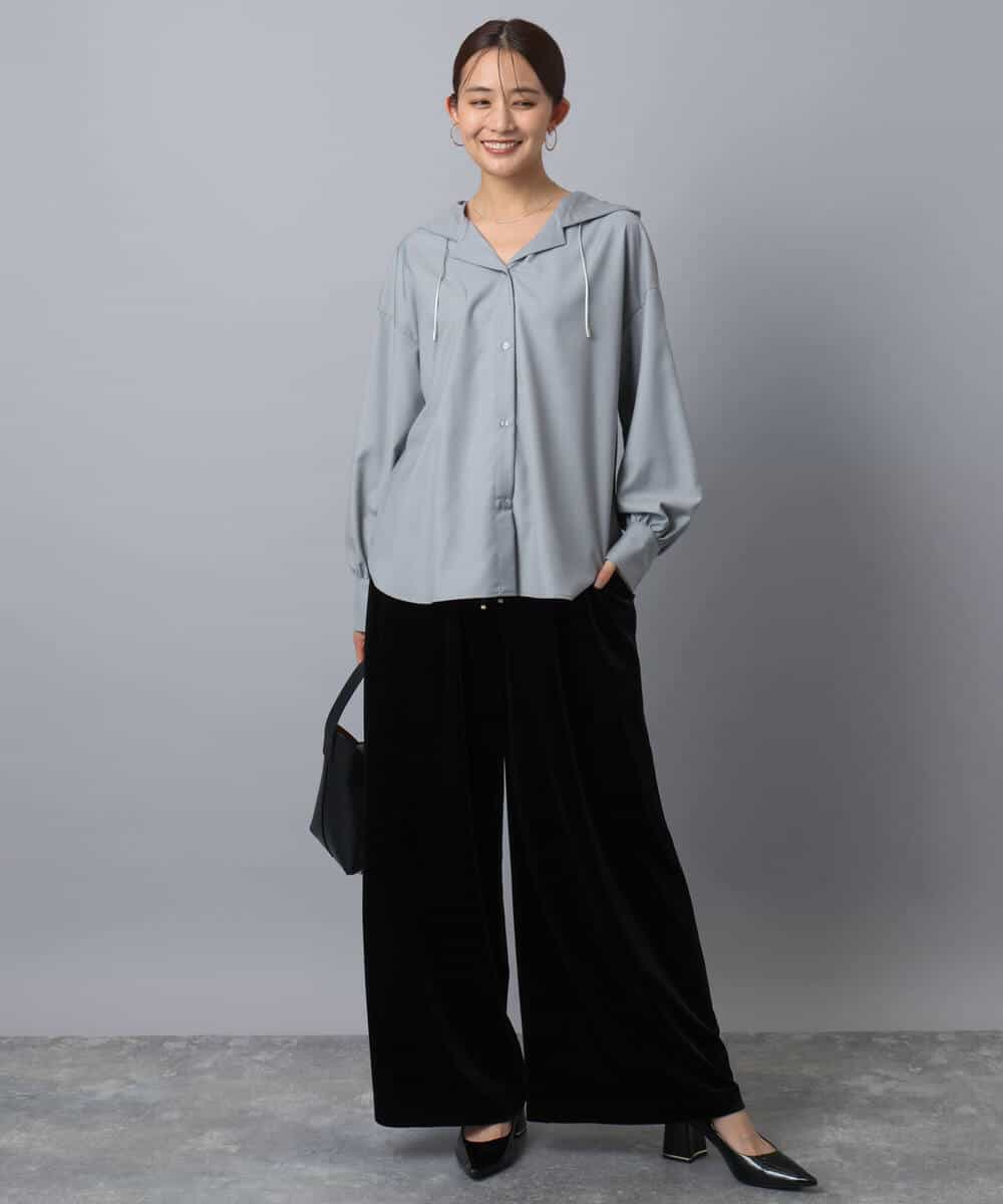 FKLAD31160 MK MICHEL KLEIN(MK ミッシェルクラン) スノーベロア ワイドパンツ/洗える ライトブラウン
