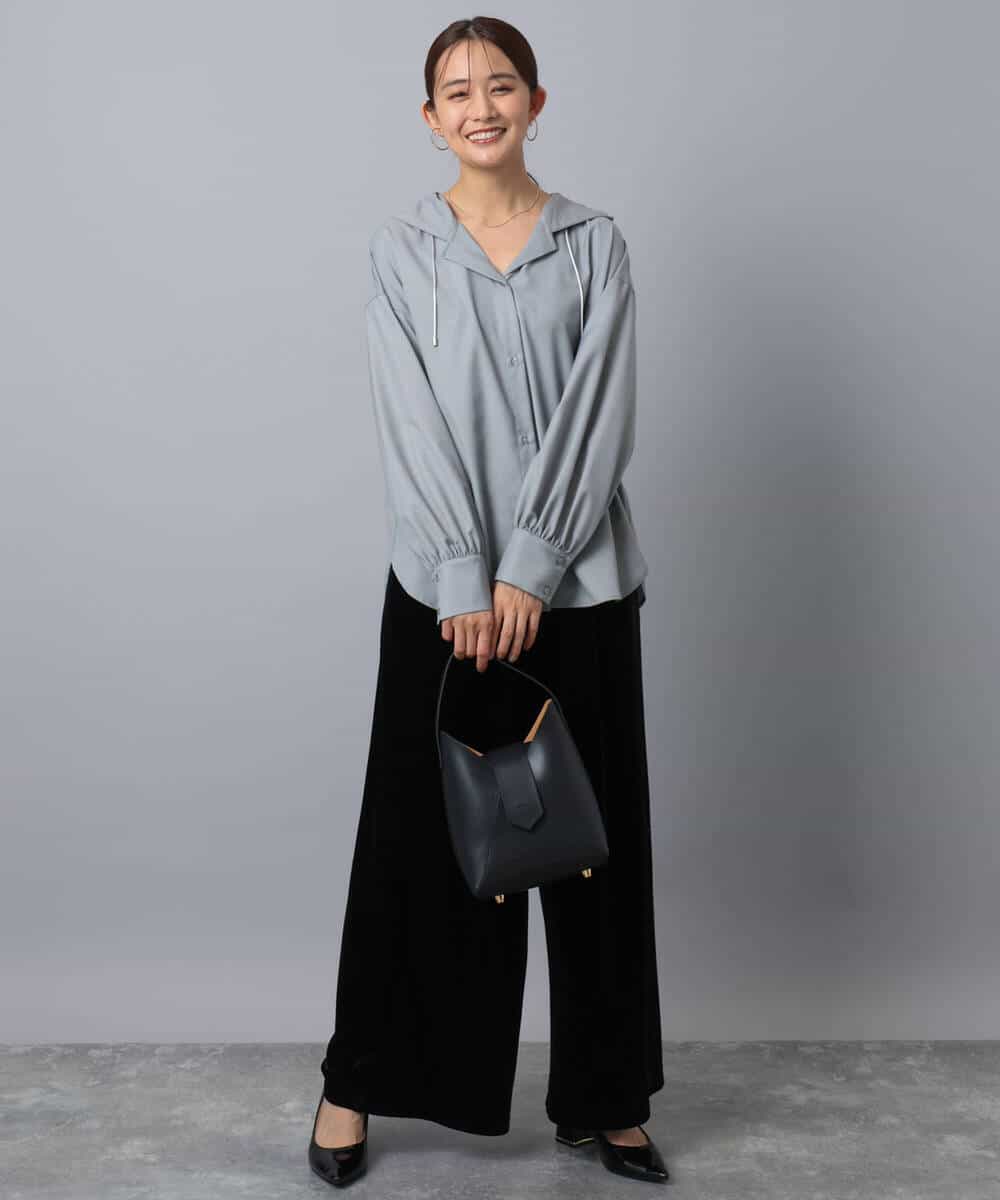 FKLAD31160 MK MICHEL KLEIN(MK ミッシェルクラン) スノーベロア ワイドパンツ/洗える ライトブラウン